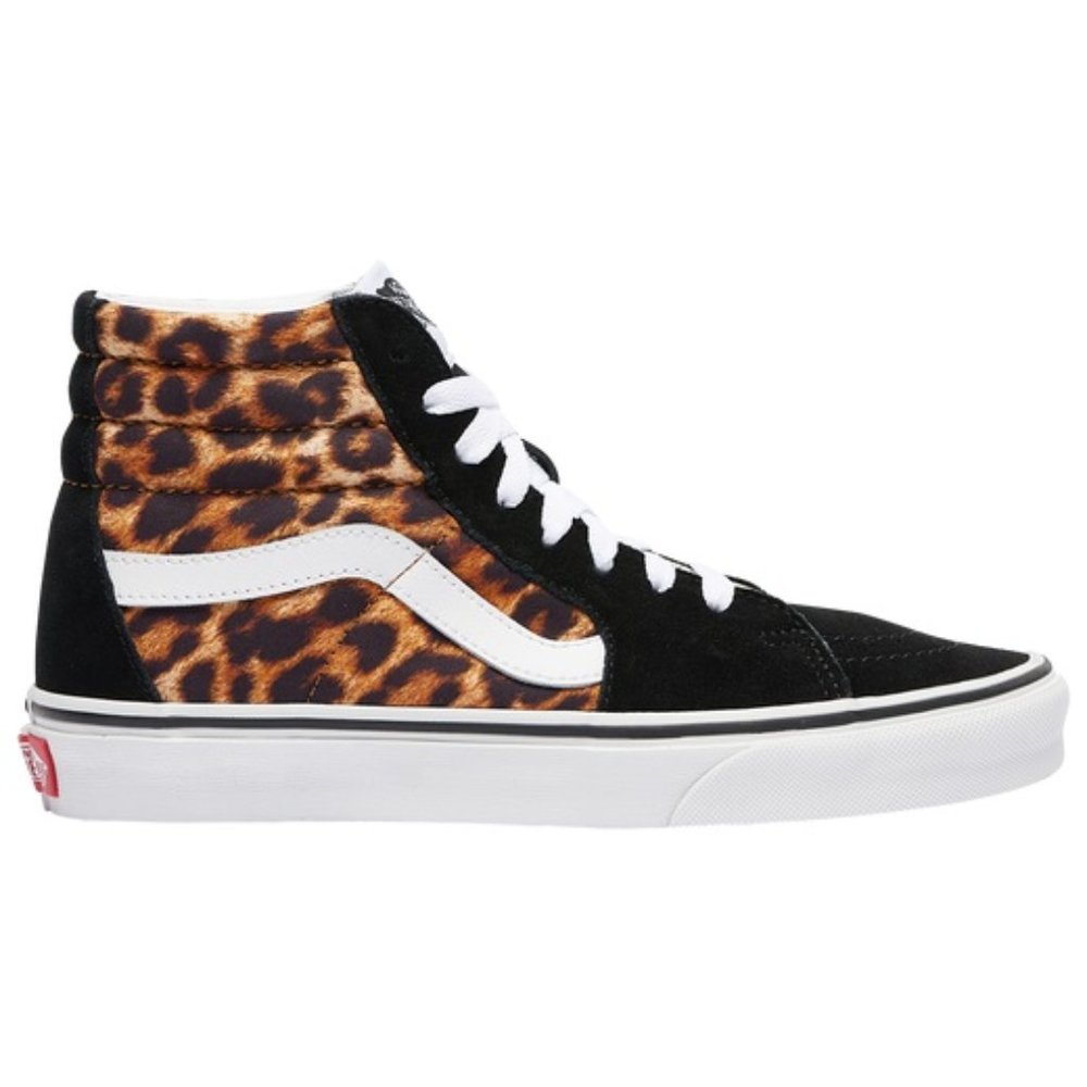 Vans SK-8 high tops in leopard print Black/True White combo womens 7.5
